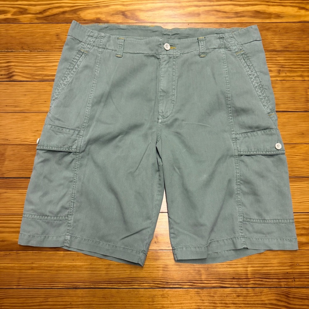 Tommy Bahama Relax‎ Mens Green Cargo Shorts Tencel Cotton Blend Size 38